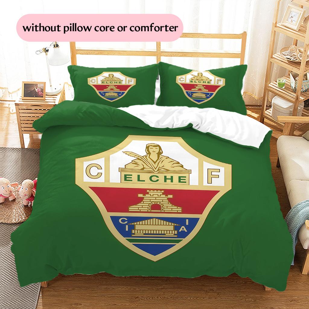 Elche Club de Fútbol Pattern Bedding Quilt Set Home Decoration Gift (1 * duvet cover + 2 * pillowcase without core)