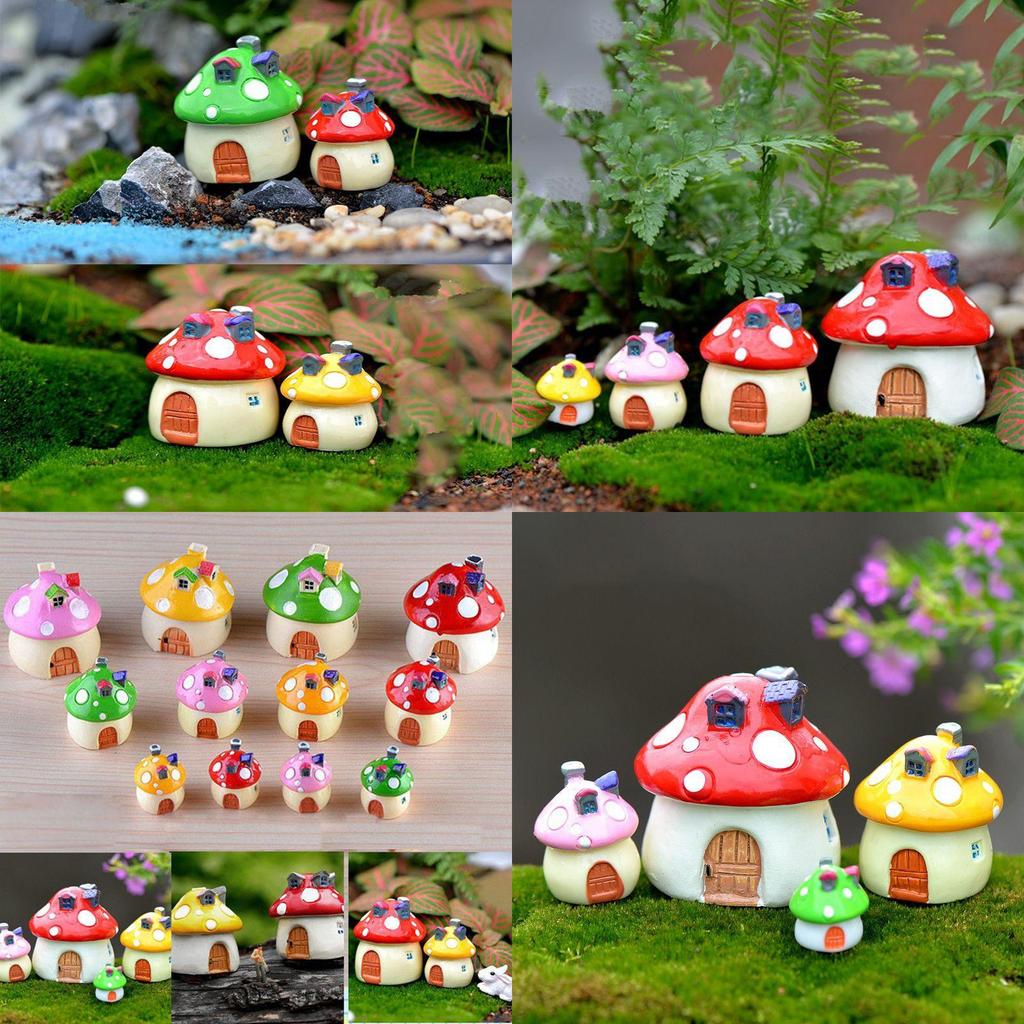 Diy Resin Mushroom House Castle Garden Craft Decor Miniature Micro Art Landscape