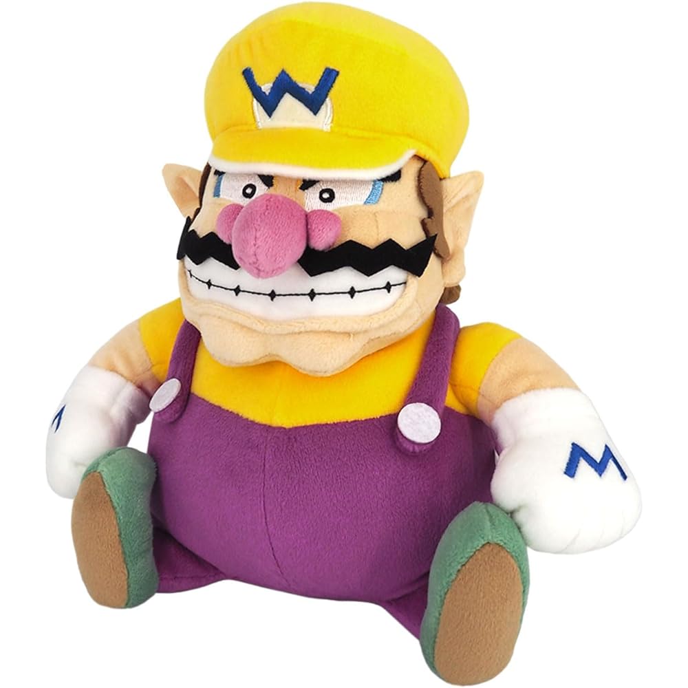 Sanei Boeki Super Mario All Star Collection Wario Plush Toy 18x12x25cm