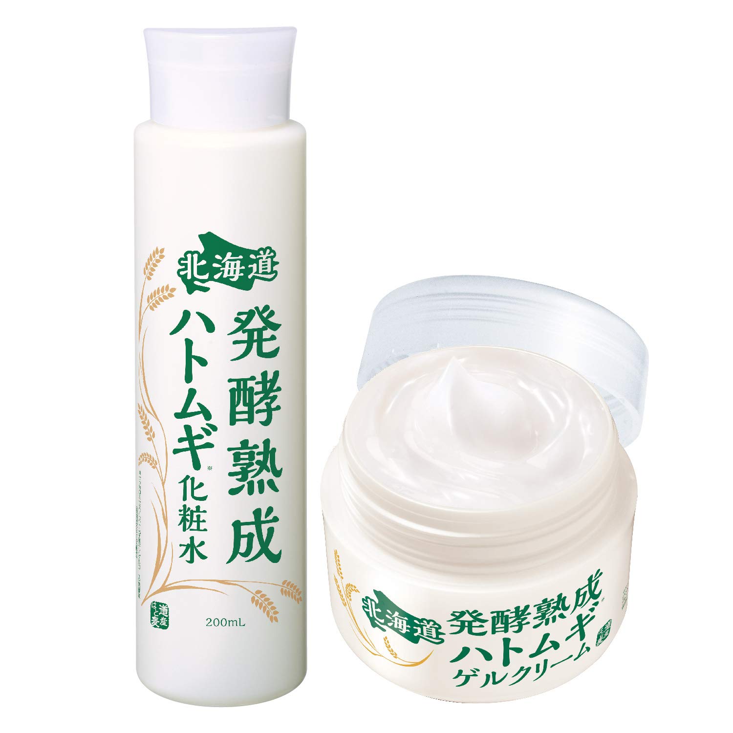 Crude Hokkaido Fermented and Aged Tears Set 200ml Gel Cream Refreshing Herb Scent with Domestic Moisturizing Serum Tears Job s 2-Piece [Lotion + 100g]