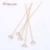 18K Gold Plated Head Pins DIY Earrings Findings,Brass Flower Head Pins For Jewelry Making Supplies Accessories
