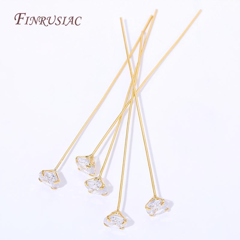 18K Gold Plated Head Pins DIY Earrings Findings,Brass Flower Head Pins For Jewelry Making Supplies Accessories