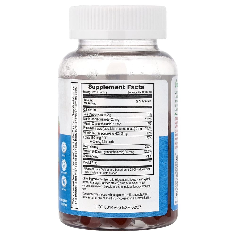 iHerb B Complex + Vitamin C Sugar-Free Strawberry Flavor Gummies, 60 Count