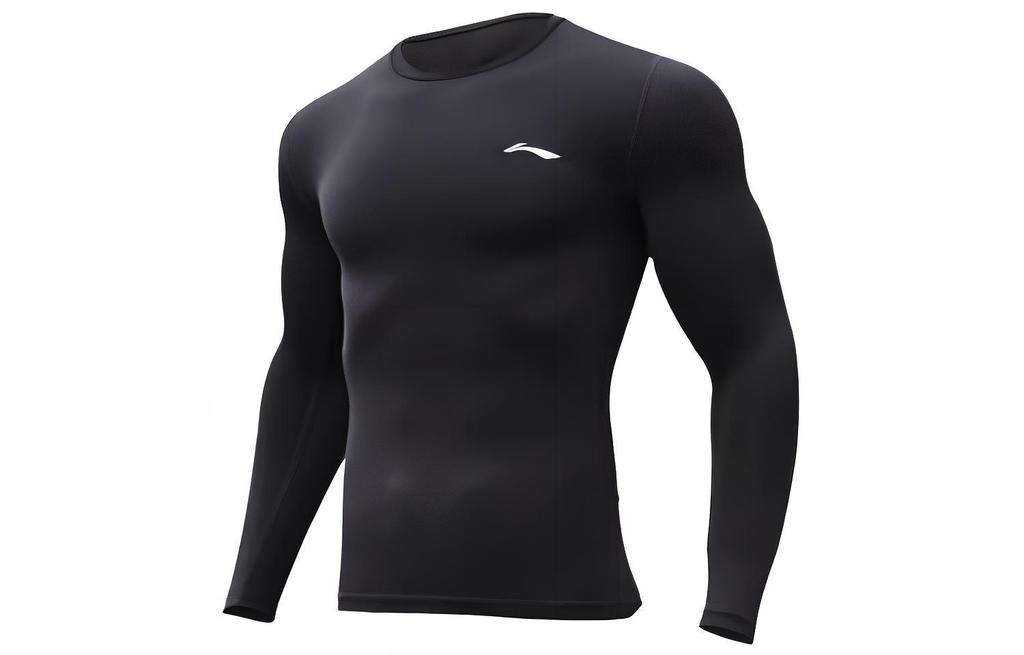 Li Ning Logo Print Fleece Lined Thermal Slim Fit Workout Clothing Men's Black YUDT069-1