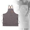 Canvasförkläde med haklapp, korsrygg, vattenavvisande, för män, med fickor, kock, kök