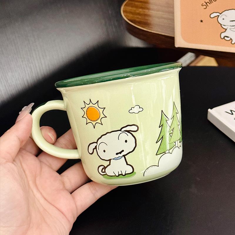 Niedliche Cartoon-Animation Crayon Shin Chan Keramiktasse mit Skala Büro-Kaffeetasse Haushalt Milchbecher