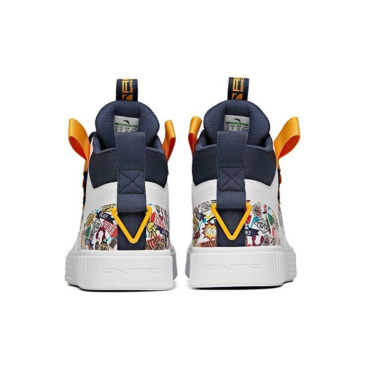 Coca-Cola X Anta Allover-Print High-Top Skateschuhe Damen Skateschuhe Weiß Blau 922128017-3