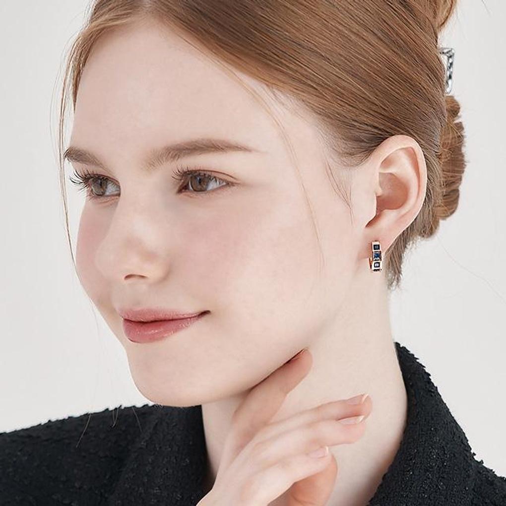 [ELLE Jewelry] 14K GF Blooming Square One-Touch Ring Earrings ELGPEE546