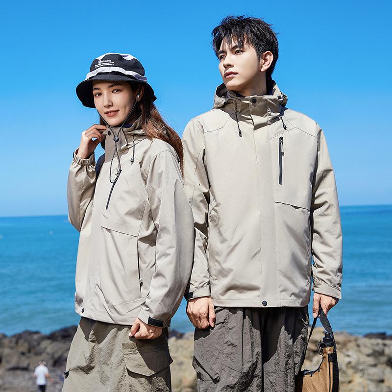 24 New Jacket Men's Three-in-one Jacket Women's Outdoor Waterproof Hiking Warm Jacket Mountaineering Suit