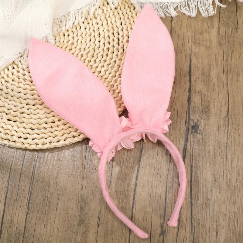Roleplay Bunnies Girl Headband with Flower Designs Anime Headband Easter Cosplay Headdress Festival Dressingup Accessory