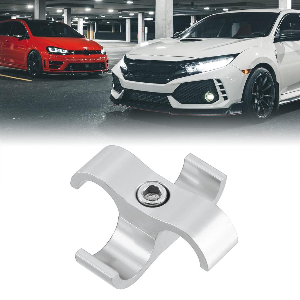 X AUTOHAUX Car Hose Separator Clamp Fuel Line Connector for Oil Fuel Hose Aluminum Alloy AN6 Silver Tone 2pcs