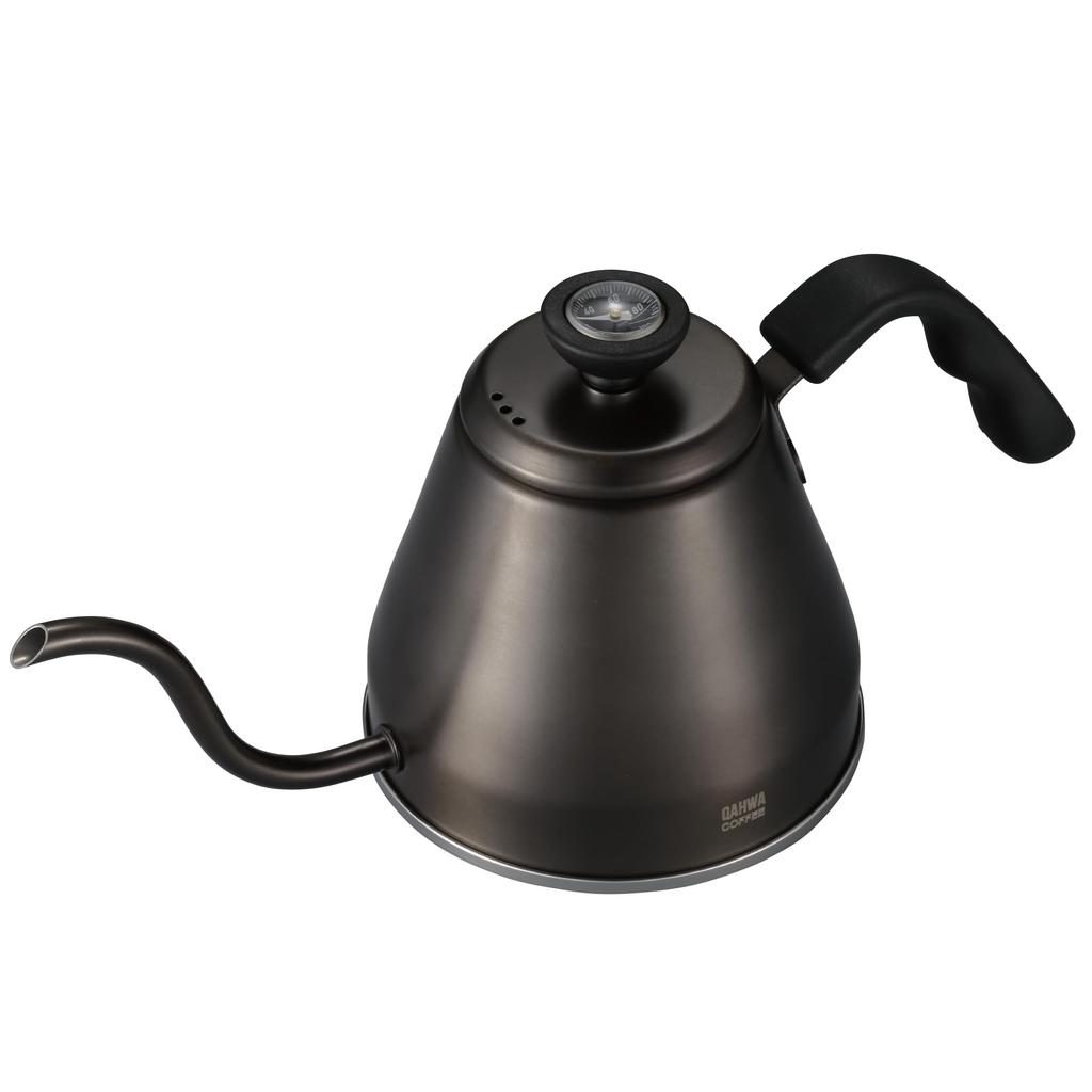 QAHWA Coffee Graphite Resin Narrow with Drip CB Japan Pot, 1.2L, Gray, Handle, Mouth, Thermometer, Kettle,