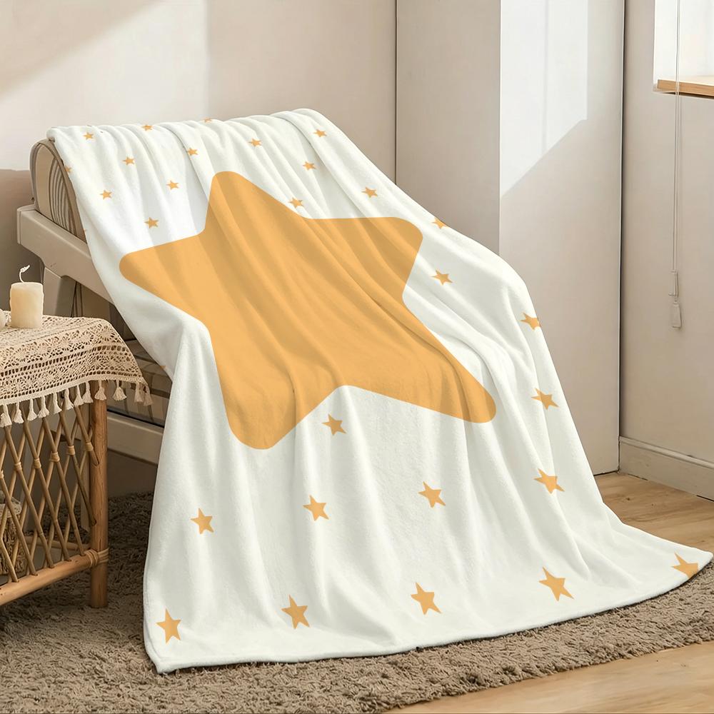 Ins Cute Sstar Throw Lightweight 240G Flannel Blanket Soft Skin-Friendly For Summer Cooling