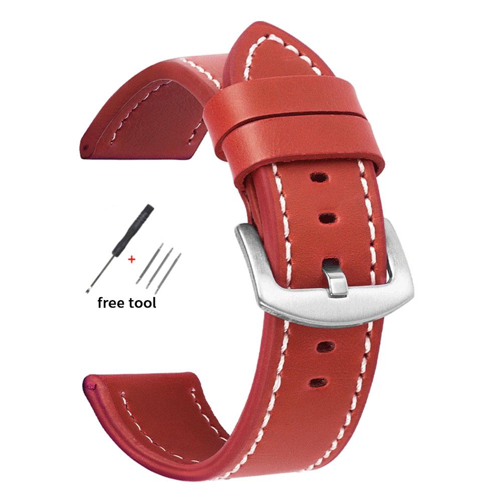 18mm 20mm 22mm 24mm Skórzany Pasek do Zegarka ze Skóry Bydlęcej dla Huawei Watch GT6/5/4 Bransoleta dla Xiaomi Mi Watch S3 S4 Sportowy Uniwersalny Pasek