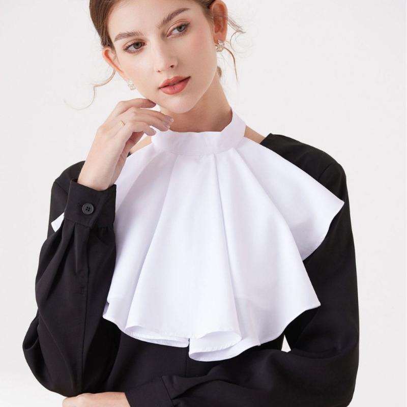 Ruffled Collar Wrist Cuffs for Girls Renaissance Victorian Collar Lapel Medieval Cosplay Victorian Ruffled Shawl Collar
