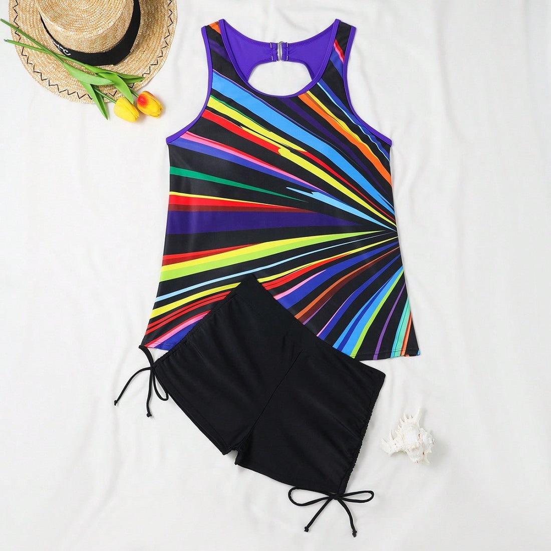 Foreign trade women split swimsuit print sexy bikini tanikini swimsuit S