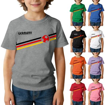 Kids Loose Fit Casual T-Shirt Germany Soccer Themed Graphic Tee Boys Girls Short Sleeve Top Comfortable Cotton Fabric