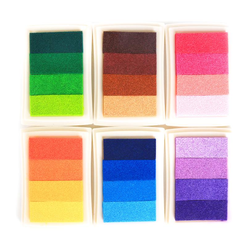 4-Color Gradient Fingerprint Ink Pad for Graffiti, Painting, and DIY Journals & Diaries Stamping