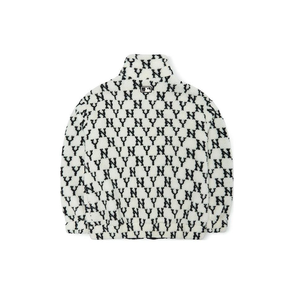 New MLB Velvet feel Coat Unisex Cream White 3AFDM0126-50CRS