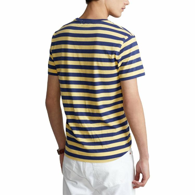 Polo Ralph Lauren SS22 Striped Crew Neck Short Sleeve T-Shirt Men T-Shirts Yellow 710803479-013