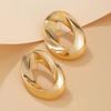 Ingemark Punk Goth Smooth Hollow Oval Stud Earrings for Women Vintage Gold Color Piercing Earrings Seampunk Party Jewelry Gift