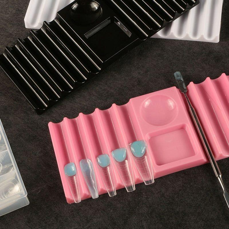 Reusable Nail Art Palette with Brush Holder Nail Arts Pen Holder Color Mixing Tray Display Stand Nails Storage Showing Shelf