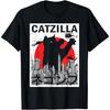 PamLeR Vintage Catzilla Japanese Sunset Style Cat Kitten Lover Men T-Shirt (Black, 4XL)