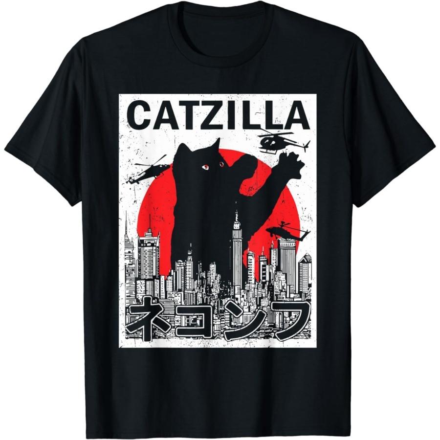 PamLeR Vintage Catzilla Japanese Sunset Style Cat Kitten Lover Men T-Shirt (Black, 3XL) XXXXXL разноцветный