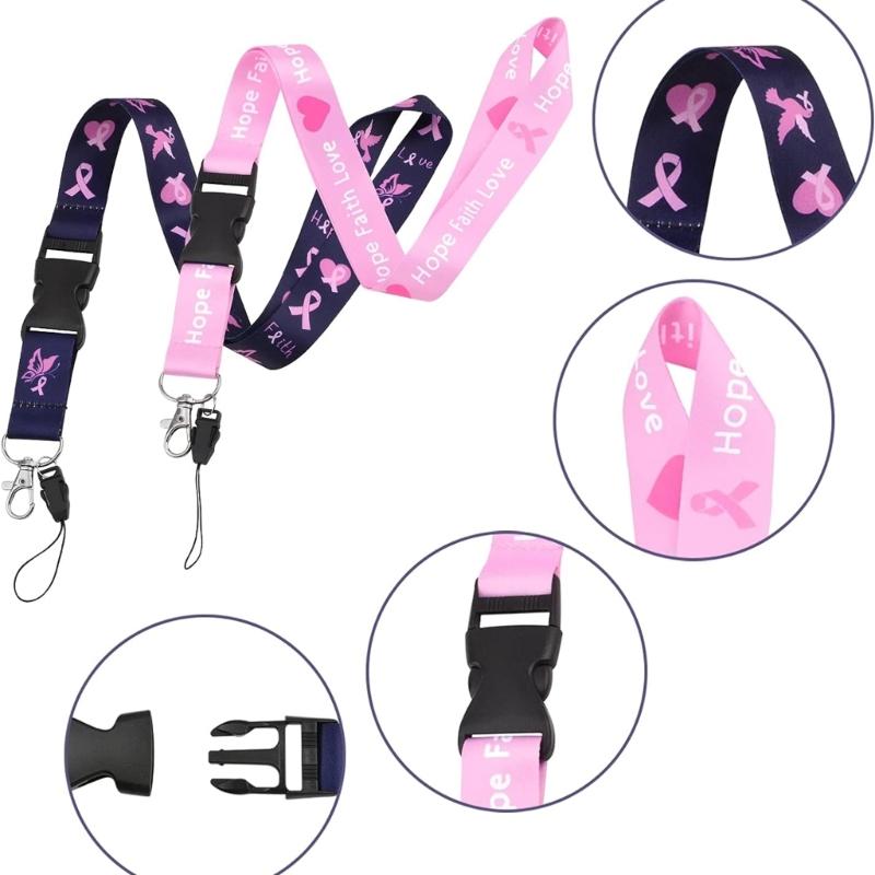 5pcs Support Phone Holder Ribbon Lanyard Neck Strap Quick Release Buckle for Keys and Phones Awareness Accessories