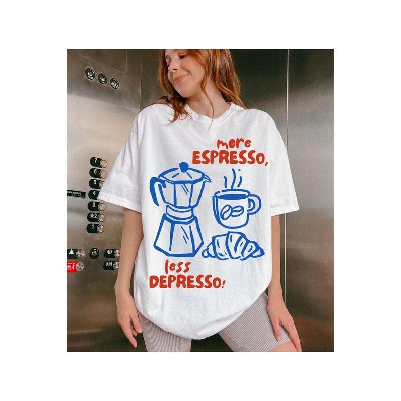

Jhyf American Retro Vintage Fun Hot Drink Can Be Praised Bread Print Fashion Sexy Loose Short Sleeve T-Shirt Women White S