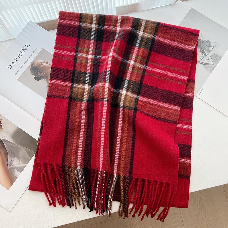 Luxury Winter Cashmere Thick Warm Scarf Women Cashmere Shawl Plaid Tassel Scarves Pashmina Female Neckerchief Bufanda Headband