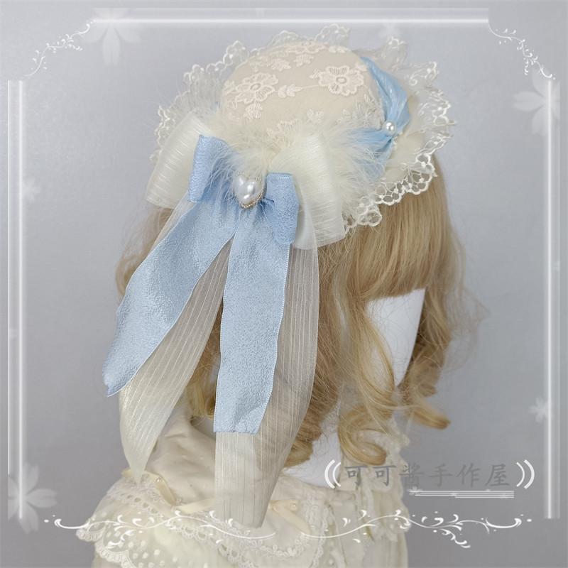 Lolita Lace Bow Hat Gem Ballet Rabbit Women Hats Fedora Hat Women Original Design Ballet Style Lolita Top Hat