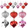 Heart Pendant Red Color Heart Ornament Valentine Decoration 12pcs Set Ball Pendant For Holiday Parties Valentine's Day Christmas
