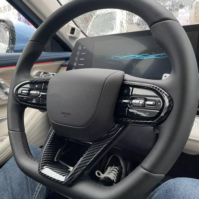 For Chery Omoda 5 C5 FX 2024 Car Steering Wheel Trim Styling Sticker Auto Accessories ABS Carbon Black 1pcs