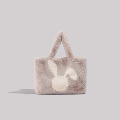 Little Fresh Rabbit Ears Handbag Women's Bag Autumn and Winter New Large-capacity Plush Bag Plush Tote Bag Tide