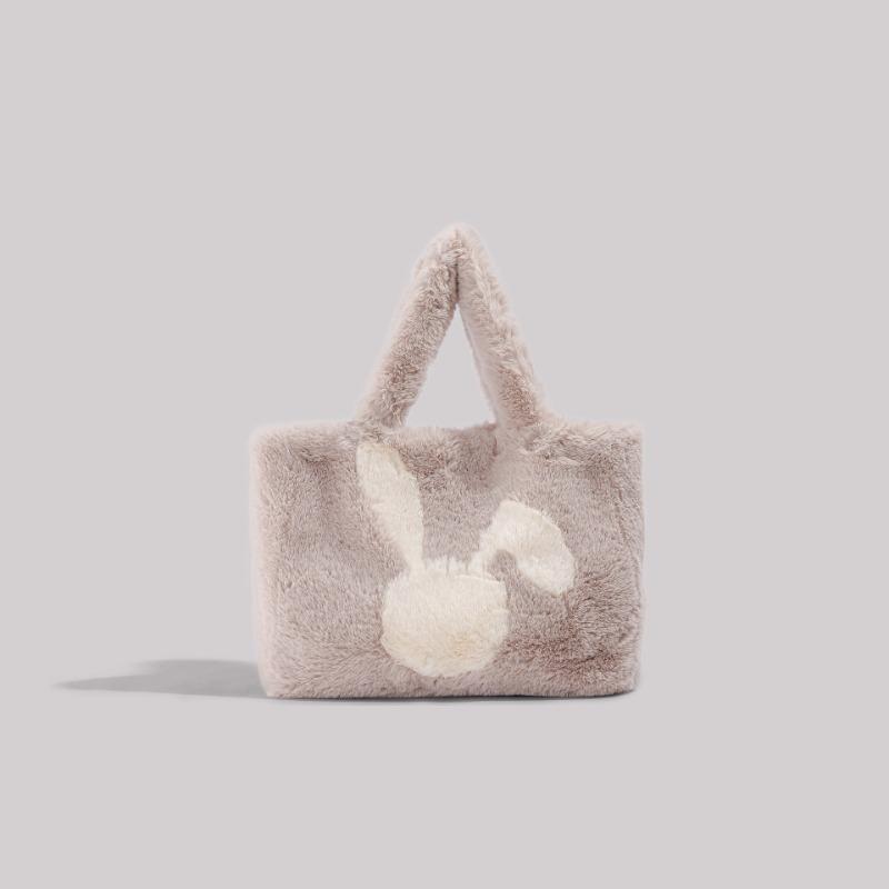 

Маленькая свежая сумочка с кроличьими ушками, женская сумка, осень и зима, новая плюшевая сумка большой вместимости, плюшевая сумка-тоут, тренд серый