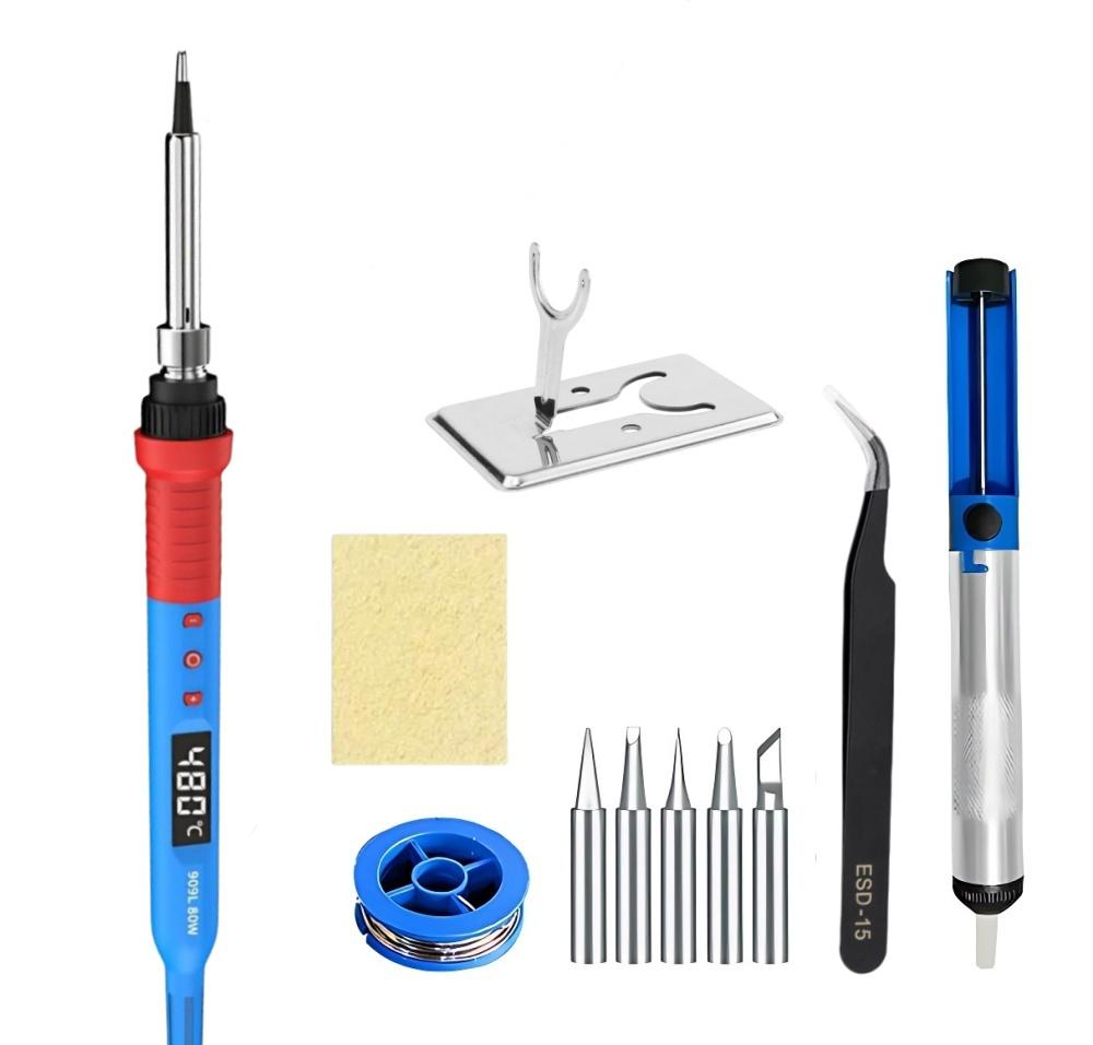 

Набор из 7 предметов: паяльник 80 Вт с цифровым ЖК-экраном, регулируемая температура 180-480 ℃, набор сварочных инструментов 80W&European standard