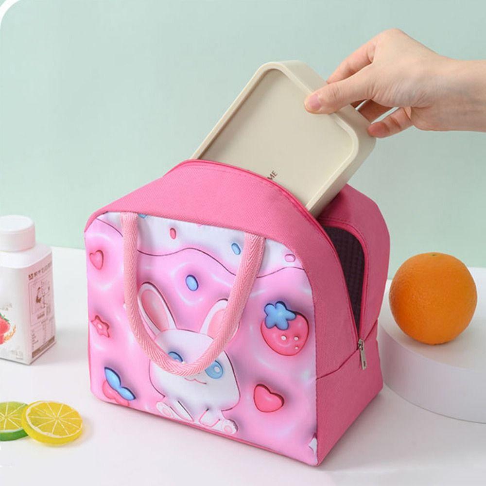 Zesílená 3D kreslená izolovaná taška na oběd, ruční termotaška na oběd, taška na uskladnění jídla do práce