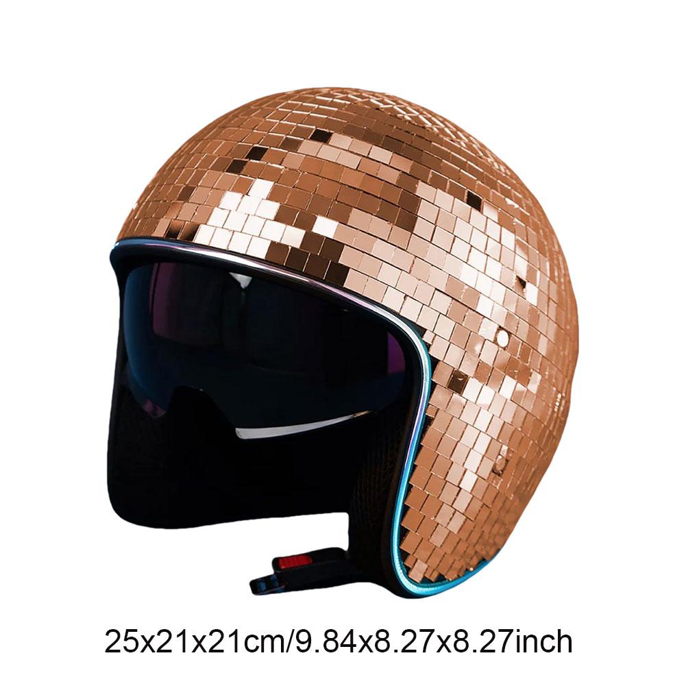 Casco Disco Clásico Espejo de Cristal con Purpurina Sombrero de Disfraz Punk con Visera Retráctil Sombrero Brillante Disco Reflectante para Club Bar Fiesta