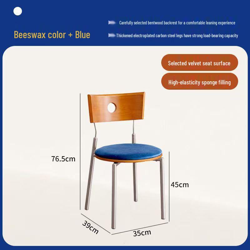 French Vintage Solid Wood Dining Chair with Retro Backrest - Nordic Berg Casual Makeup Chair