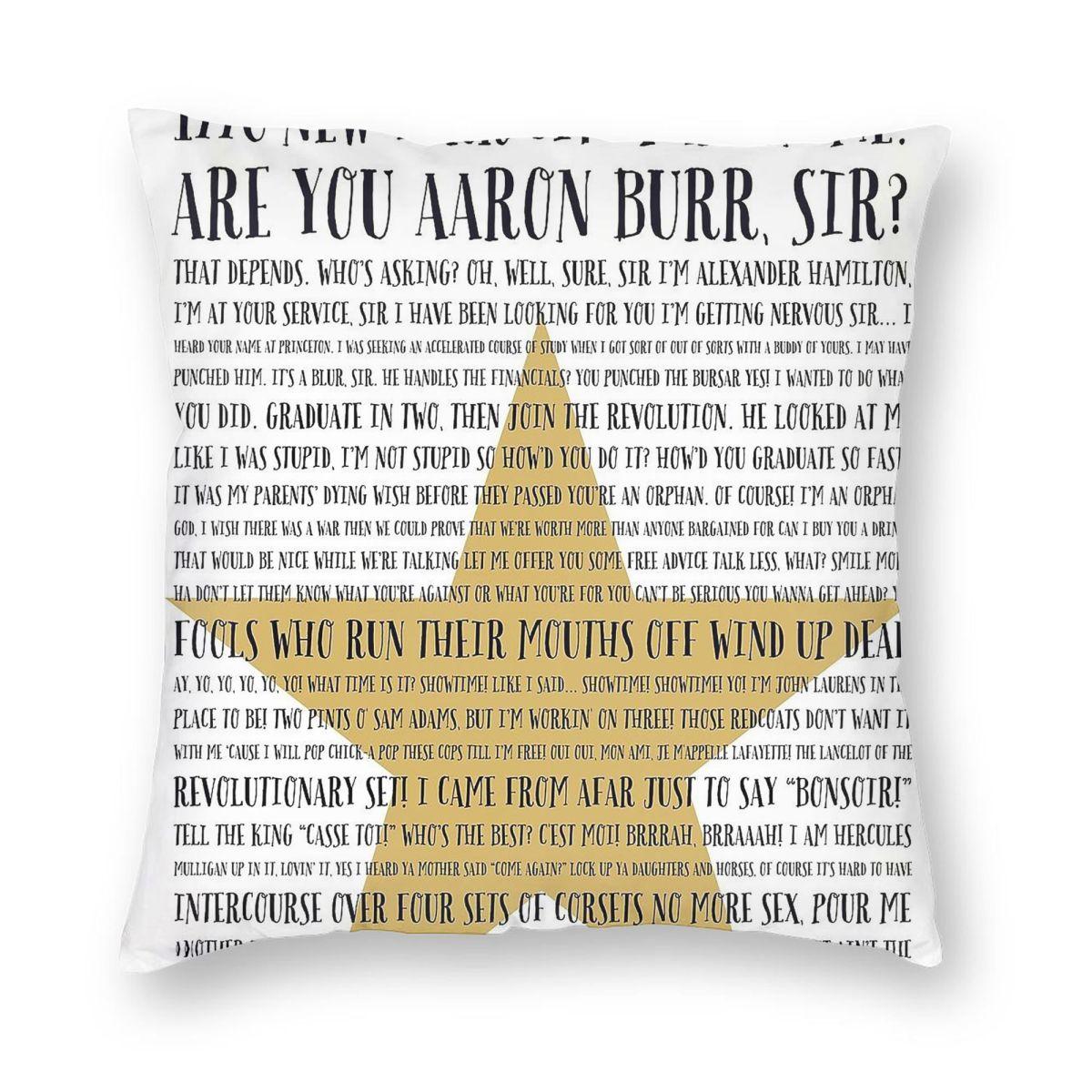 Aaron Burr Sir Alexander Square Pillowcase Polyester Linen Velvet Printed Zip Decor Bed Cushion Cover Peach skin 18*18(CM)-1Pcs