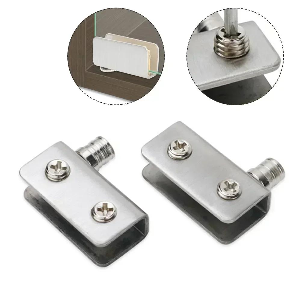 Cerniere per Porte in Vetro Cerniera a Perno in Acciaio Inossidabile Clip per Ante di Armadietti 1 Paio Senza Foratura Necessaria Adatta per Spessore Vetro 5 8 mm
