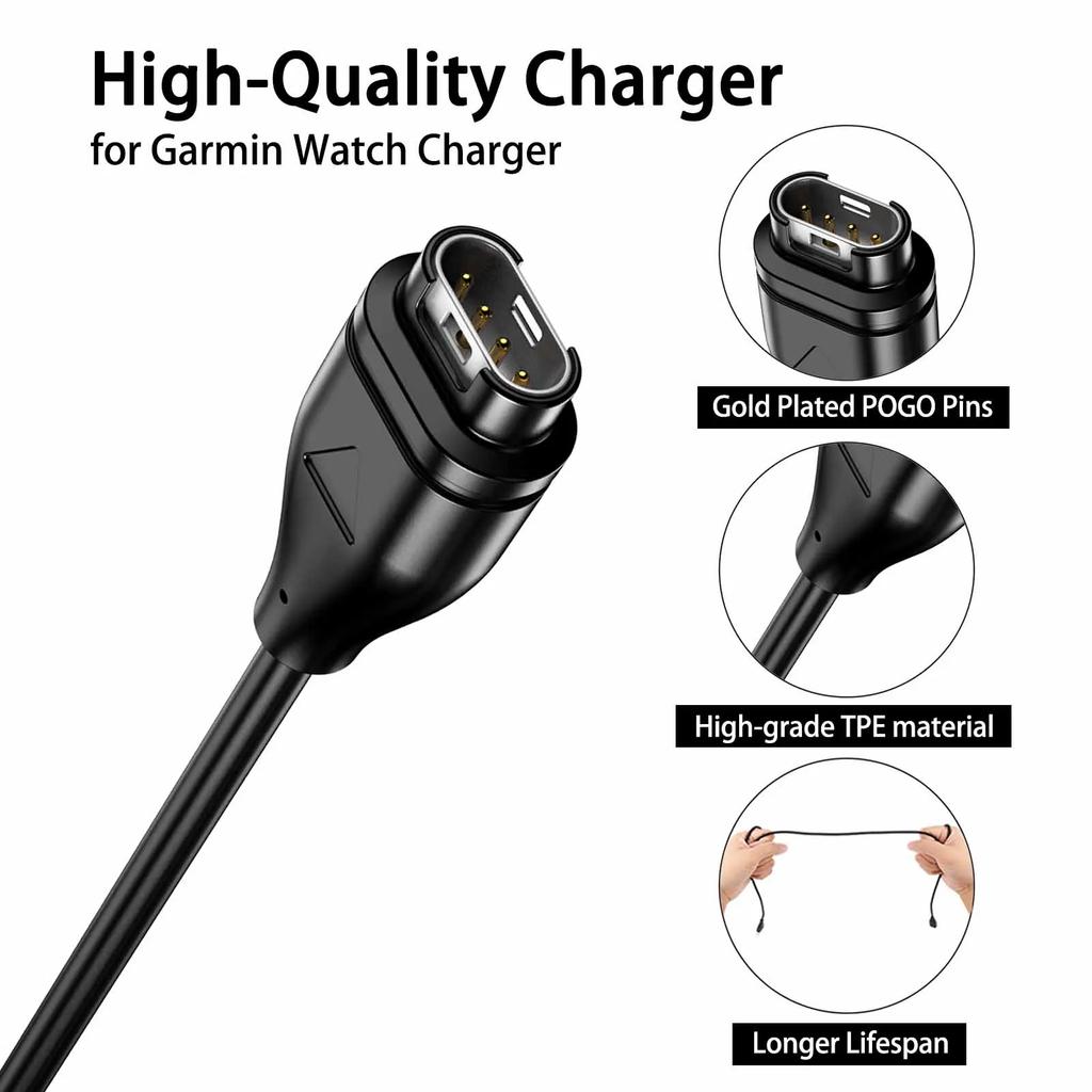 100cm USBCharging Cable For Garmin Instinct/Venu 2/Vivoactive 4 4S 3/Fenix 6 7/Forerunner 55/Quatix 6/D2 Air/Vivomove 3 Charger