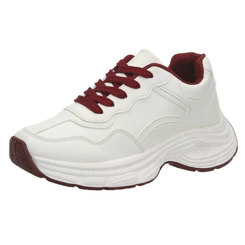 

SyfIyno Новая женская модная обувь на толстой подошве, повседневная обувь в стиле ретро, увеличивающая рост, на шнуровке, студенческая спортивная обувь, Большой размер 36-42 36 бежевый