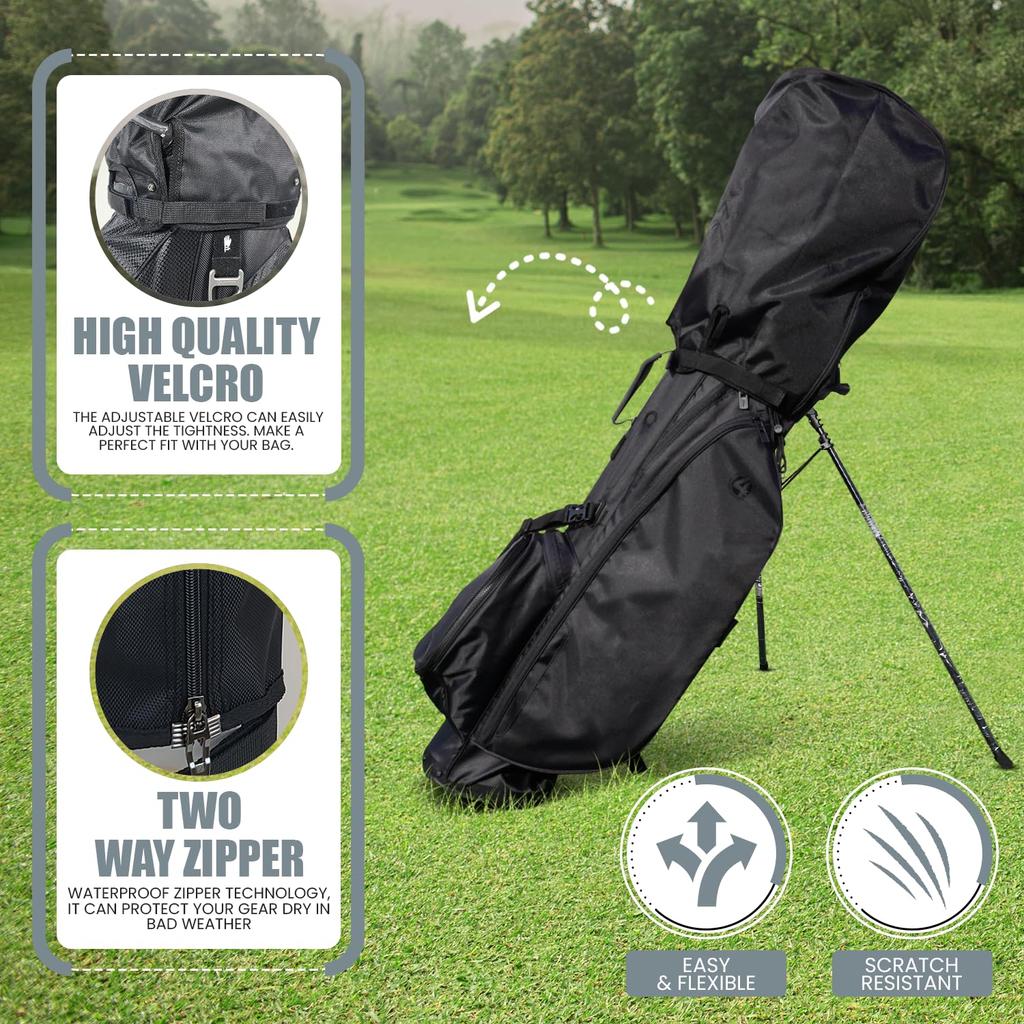 Regency Borrelås Golfbag Regntrekk Miljøvennlig Universell Passform Slitesterk Rask Tilgang Køllebeskytter Vanntett & (Svart, stor)