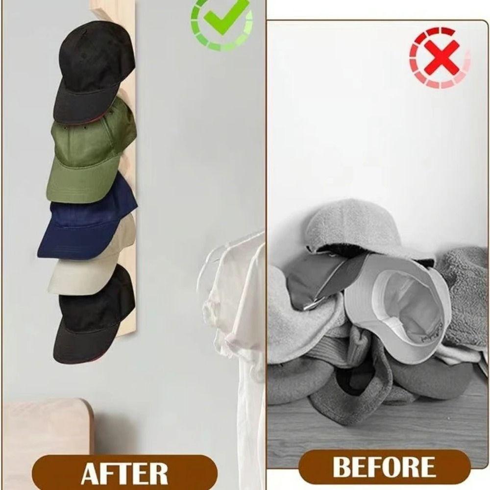 Solidne Drewno Drewniany Wieszak na Kapelusze Oszczędzający Miejsce Półka na Kapelusze Organizer na Czapki Baseballowe Salon