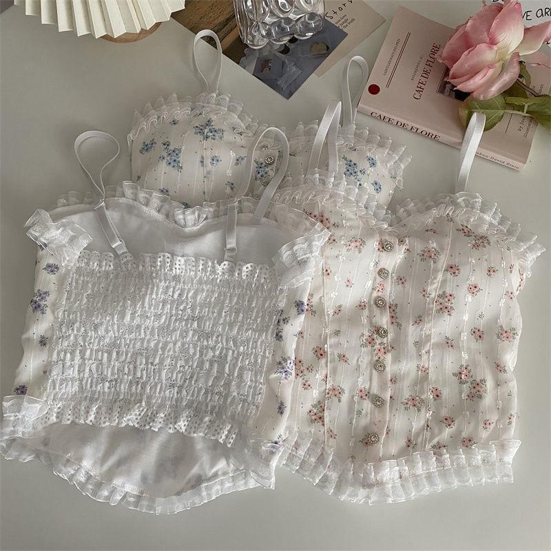 Sexy květinová vesta z francouzské krajky s krásnými zády obepínajícími jednobarevnou ležérní halterovou bez rukávů sladkou vestičku spodní prádlo