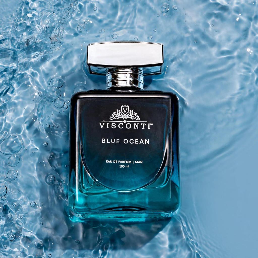 Visconti Blue Ocean Perfume For Men Eau De Parfum Aquatic Fragrance with Citrus Fruity, Musk & Cedarwood Long Lasting Scent
