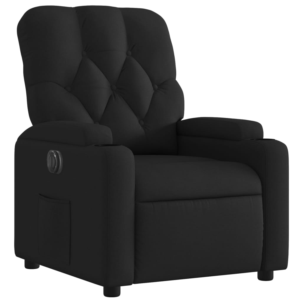 Electric Recliner Chair Black Fabric