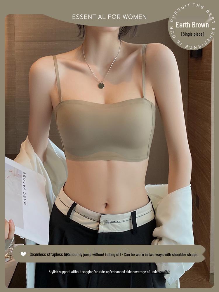 Women's Seamless Strapless Push-Up Bra: Anti-Exposure, Wireless, Sexy U-Back, Ideal for Small Breasts, Summer Thin